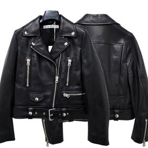 (명품) 23FW 아크네 양가죽 바이커 레더 자켓 블랙