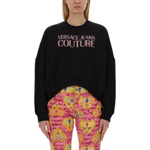 베르사체 진 여성 블랙 로고 스웨트셔츠 76HAIG03_CF01G899