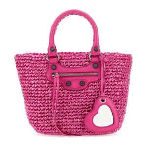 발렌시아가 스몰 카골 파니에 라피아 토트백 7861872AA19 5511