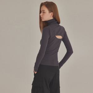 RIBBED CUT-OUT BACK HIGH NECK TOP_T426TP113(CG)