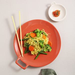 검트리 제이드 도자기 디너 메인 핸들 접시 대 버밀리온오렌지