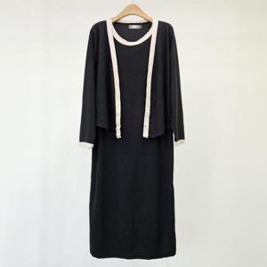 빅사이즈 411 라운드배색가디건원피스 DNBS869