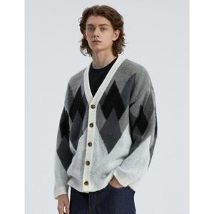 [니티드]벌키 브러쉬 아가일 가디건(블랙)K20AWUCD01BK