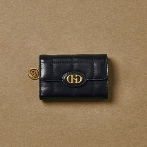 [헤지스ACC] [H20크링클]블랙 퀼팅 소가죽 3단 반지갑 HIWA4E759BK