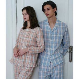 (커플SET)흡습성 좋고 가벼운 체크 요루면 지지미커플잠옷WPA2472W WPA2472M