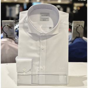 [예작셔츠] 남성 긴소매 슬림핏 스판 솔리드 와이드카라 YJESBS169W