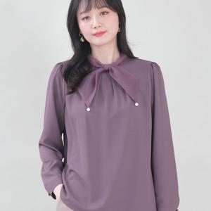 애비뉴투지 엄마옷 승무원 쉬폰 봄 가을 오간자 리본 스카프 블라우스 B01210