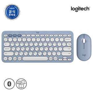 로지텍 코리아 PEBBLE 2 Combo 무선 키보드 마우스 세트 블루
