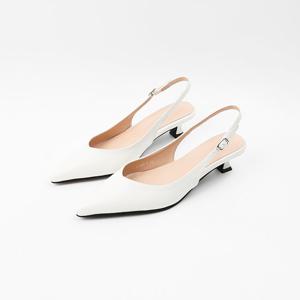 [신난다슈] 여성 슬링백 힐 4cm 스틸레토 슬링백 구두 샌들 펌프스 브이컷 FL251497 아이보리
