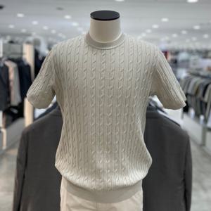 [지오지아]워셔블 꽈배기 반팔 니트티_ABF2ER1103_BE_DG