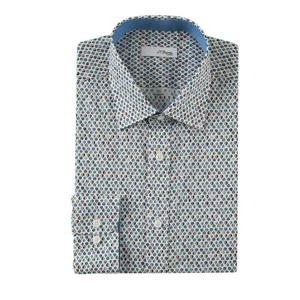 [에스티듀퐁(셔츠)]24대전/여름 긴팔셔츠/얇은 면100 패턴프린트 슬림핏 SE4SM21LS254SWH