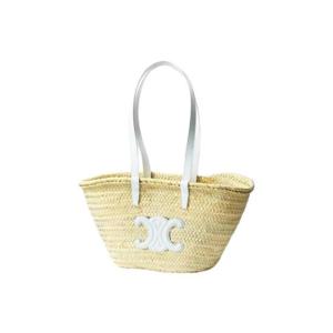 셀린느 라피아   카프스킨 미디움 트리옹프 셀린느 클래식 파니에 화이트 192622CGG-01BC