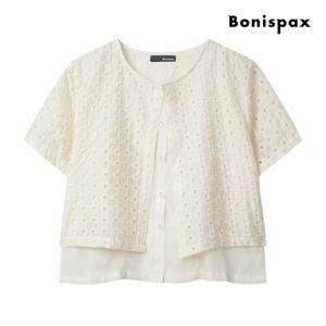 [보니스팍스(여성의류)]펀칭홀 레이어드형 블라우스 (XP4SH020M0)