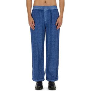 버버리 루즈 핏 텍스처 블루 리넨 팬츠 8080651 B7323