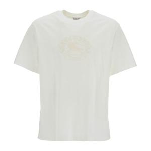 버버리 화이트 크루넥 자수 티셔츠 8095105 B8764