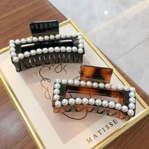 진주 라인 스퀘어 빅사이즈 헤어핀(10.5cm)