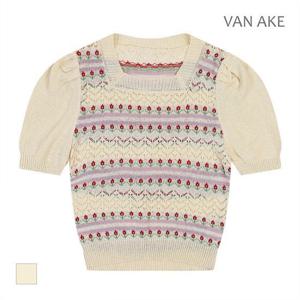 [반에이크]MARIO플라워 패턴짜임 반팔 니트_VB38KTM306Z