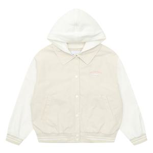 에꼴리에 여아 후드 탈부착 배색 카라 패딩 점퍼 23A0151_BE