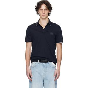 25 FW 보스 남성 네이비 슬림 핏 스트레치 코튼 피케 폴로 셔츠 252085M212016