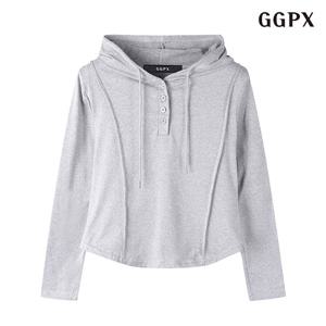 [지지피엑스]데일리 무지 후드 버튼업 슬림 긴팔 티셔츠 (GOALW016D)