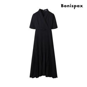 [보니스팍스(여성의류)]플리츠 반팔 롱 원피스 (XP5OP017M0)