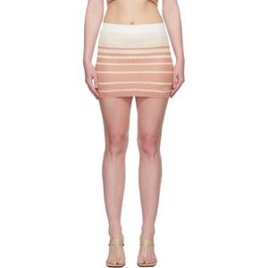 25 FW 아미리 여성 핑크   오프 화이트 스트라이프 미니 스커트 252886F090000
