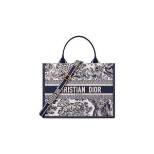 디올 북 토트 미디움 백 트왈 드 주이 소바쥬 자수 화이트 네이비 블루 M1324CETK-M34I