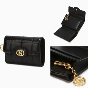 [헤지스ACC] 블랙 퀼팅 소가죽 3단 반지갑 HIWA5F759BK