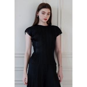 [요이츠]레이스 슬리브 플리츠 프렌치 블라우스_YJ05WNPBL07_BK1