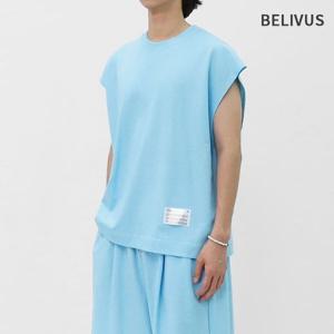 빌리버스 남성 민소매 피그먼트 오버핏 라운드 나시티 BNE056