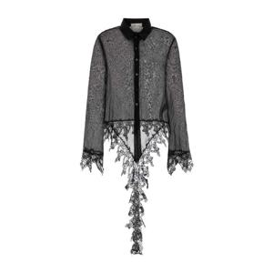 블루마린 블랙 시어 레이스 트림 셔츠 2C430A N0990