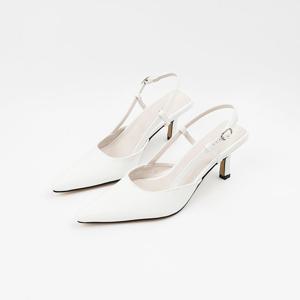 [신난다슈] 여성 슬링백 힐 7cm 여자 스틸레토 펌프스 슬링백 구두 미들힐 NF259009 화이트