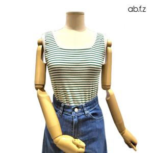 [에이비에프지]스트라이프 패턴 골지 민 소매 티셔츠 APZ3ZK31H