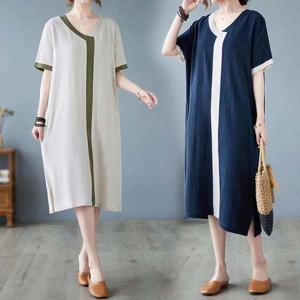 [모노무드]모노무드 G125709 G125709_루즈핏 배색라인 린넨 롱원