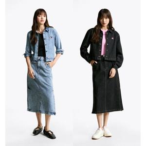 [타미진] LIVE T32F6NFS11TWL1 여성 하이 맥시 롱 스판 데님 스커트