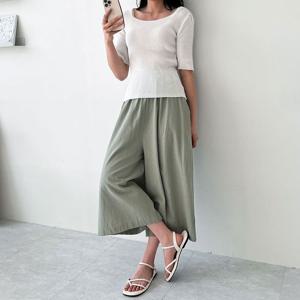 티유 8부 마 와이드 통바지 USD-240512 통바지