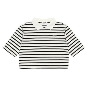 소이 남아 스트라이프 7부 카라 티셔츠 23F0485_BK