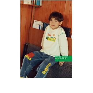 [베네통 키즈] 컬러스 배색 포인트 티셔츠 QATS06541_아이보리