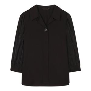 [씨]오픈카라 플리츠 슬리브 블라우스 - SJBAH2405