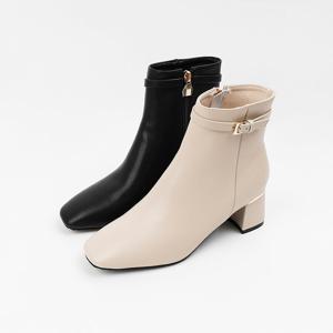 [신난다슈] 여성 앵클 부츠 힐 6cm 여자 숏 앵글 부츠 소가죽 발편한 쿠션 통굽 GDR253084