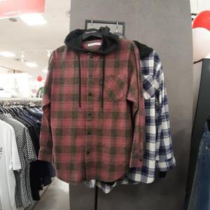 뱅뱅 HC09 공용 가을 체크무늬 후드셔츠남방 NSL638