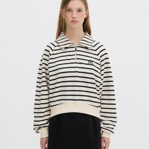 [올리브데올리브]스트라이프 카라 반집업 자수 맨투맨 티셔츠 OH5XE191