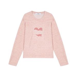 [뱅뱅]여성 골지 자수 라운드 긴팔 티셔츠 CTL615