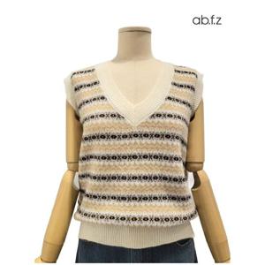 [에이비에프지]패턴 포인트 V넥 니트 베스트 APZ4HW38J