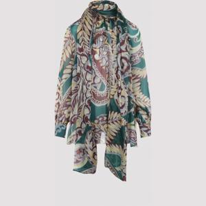 에트로 페이즐리 프린트 셔링 실크 블라우스 WRJA0150 99SA1K3