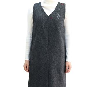 [비꼴리끄(여성)]울 지도리 체크 브이넥 원피스 B244WO2030