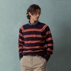 [25FW 신상 할인 20%] 울 스트라이프 크루넥 스웨터 (멀티) (BBWRMMF401)