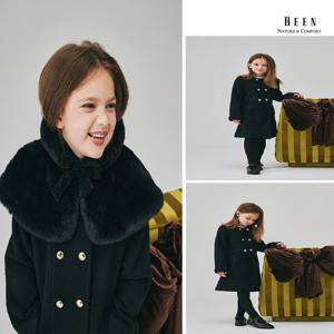 [빈]BZ64CT01BK 블랙 퍼 케이프 울 코트