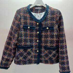 Latium HC06 숏짧은 크롭 주머니 수술 체크 가을 겨울 트위드쟈켓 T2541jk02B