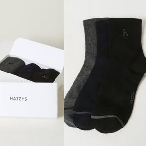 [헤지스] 블랙 로고자수 면혼방 남성중목양말3종세트 HJSS5F300BK